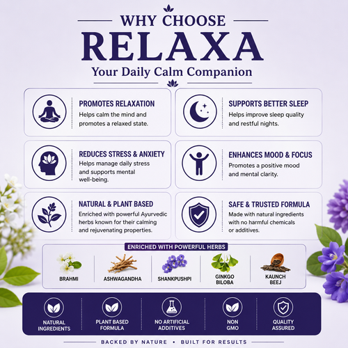 Promotional graphic for Relaxa, a product or service designed to promote relaxation and well-being.